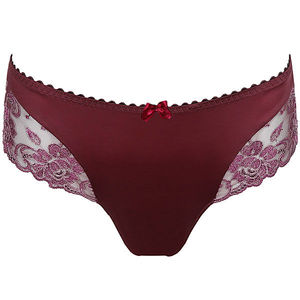 Luxurious Burgundy Lace High Leg Thong Panties