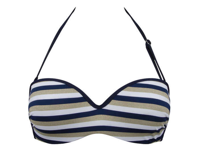Padded removable straps bra - LA BELLE A BORD BATHING SUIT Antigel couleur  Or Navy Navy tailles 85