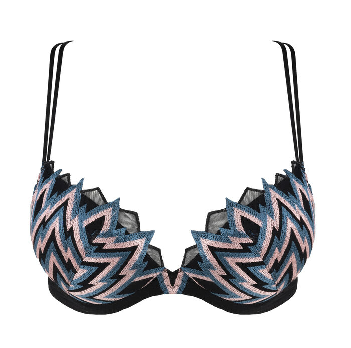 GORGEOUS Blue embroidered tulle push-up bra